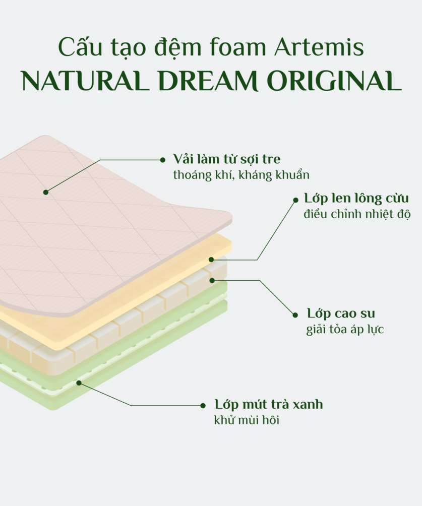 Đệm foam artemis nature dream original 3