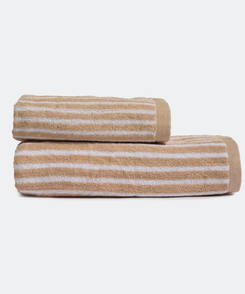 Khăn Cotton cao cấp - Họa tiết Sọc nâu