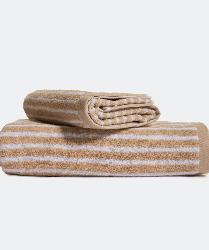 Khăn Cotton cao cấp - Họa tiết Sọc nâu