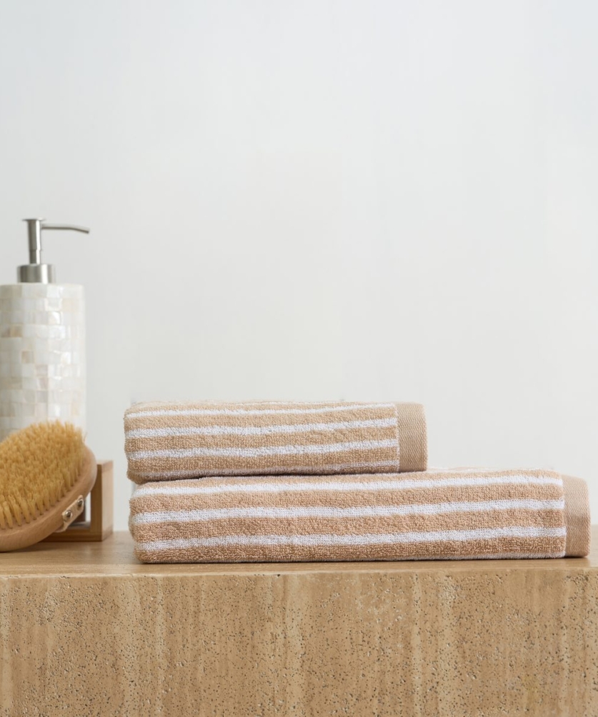 Khăn Cotton cao cấp - Họa tiết Sọc nâu